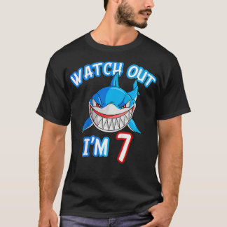 キッズ7歳の男の子シャークシャツを見る7誕生 Tシャツ