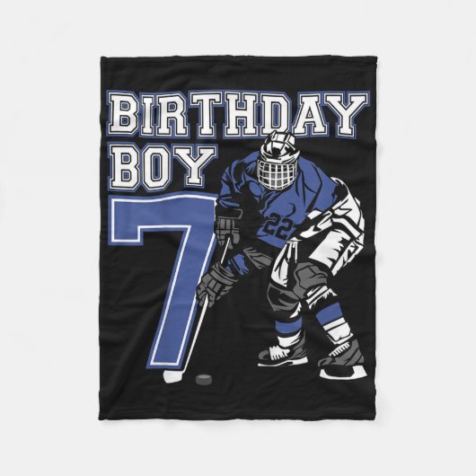 キッズ7歳アイスホッケーをテーマにした誕生日パーティー7 フリースブランケット (正面)