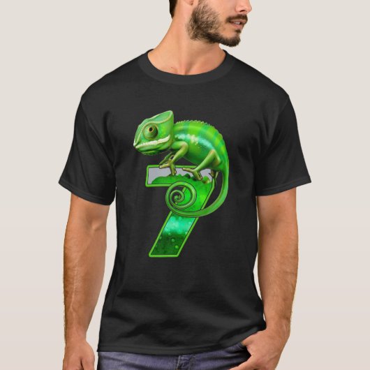 キッズ7歳トカゲ7歳の誕生日パーティシャメル Tシャツ (正面)