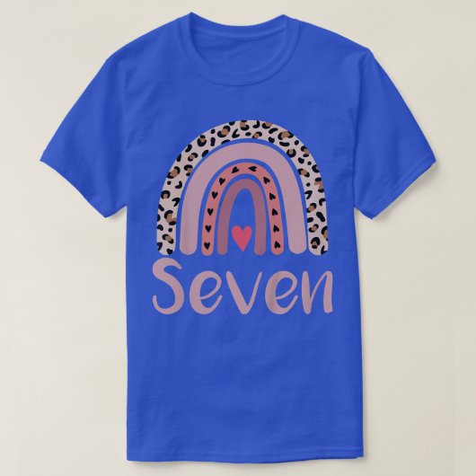 キッズ7歳ヒョウ虹の誕生日パーティカット Tシャツ (デザイン正面)