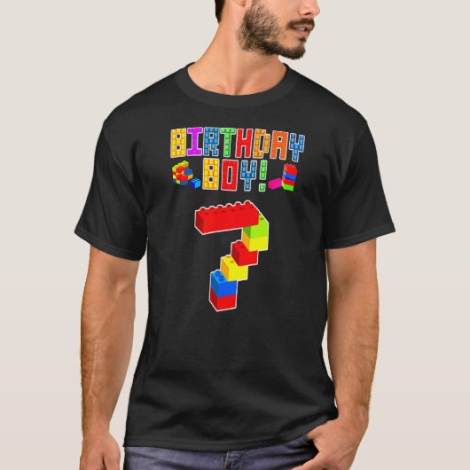 キッズ7歳ブロック建物少年キッズ7誕生 Tシャツ (正面)