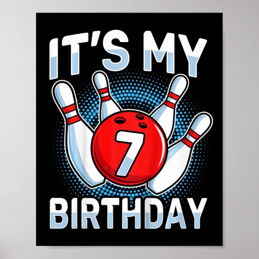 キッズ7歳ボーリング7th誕生日パーティボーイズG ポスター (正面)