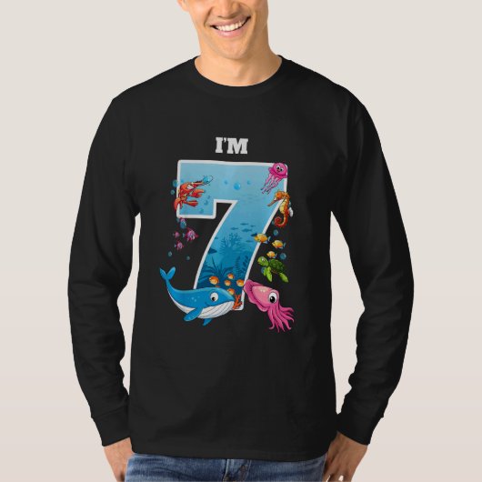 キッズ7歳誕生日クジラ海動物誕生田 Tシャツ (正面)