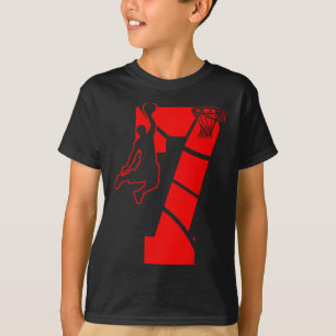 キッズ7歳7thバスケットボール誕生日PartyTheme Tシャツ
