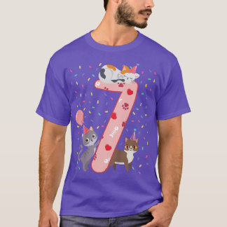 キッズ7誕生日ガールかわいい猫の衣装7歳 Tシャツ