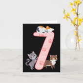 キッズ7誕生日ガールキャッツ衣装7歳 カード (黄色い花)