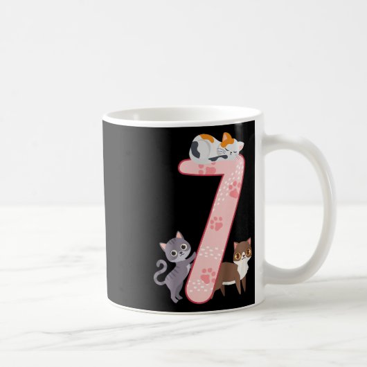 キッズ7誕生日ガールキャッツ衣装7歳 コーヒーマグカップ (右)