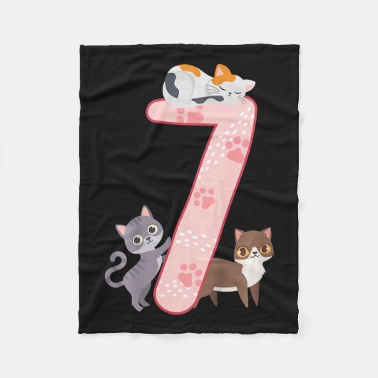 キッズ7誕生日ガールキャッツ衣装7歳 フリースブランケット (正面)