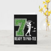 キッズ7誕生日ゴルファー少年7歳ゴルフP カード (黄色い花)