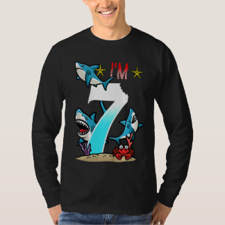 キッズ7誕生日サメ水中キッズボーイズ Tシャツ