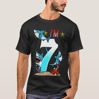 キッズ7誕生日サメ水中キッズボーイズ Tシャツ