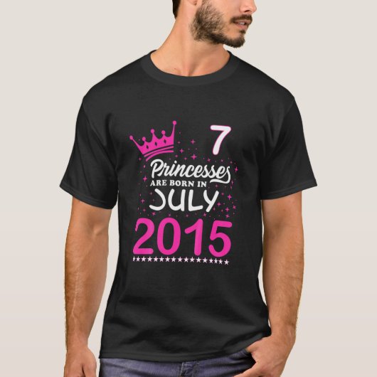 キッズ7誕生日ティーピンクプリンセスが入生まれっている Tシャツ (正面)