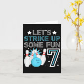 キッズ7th誕生日パーティーボーリング少年7歳の弓 カード (黄色い花)