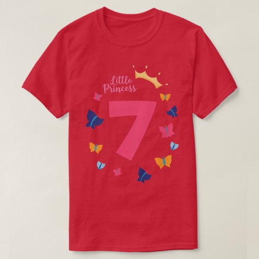 キッズ7th誕生日女の子プリンセス蝶かわいいGif Tシャツ (デザイン正面)