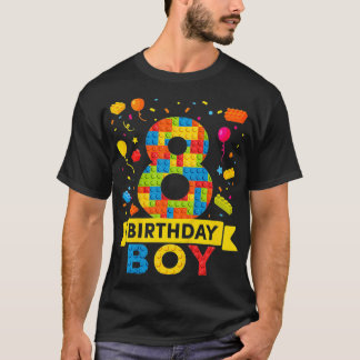 キッズ8歳建物ブロック8誕生日少年 Tシャツ
