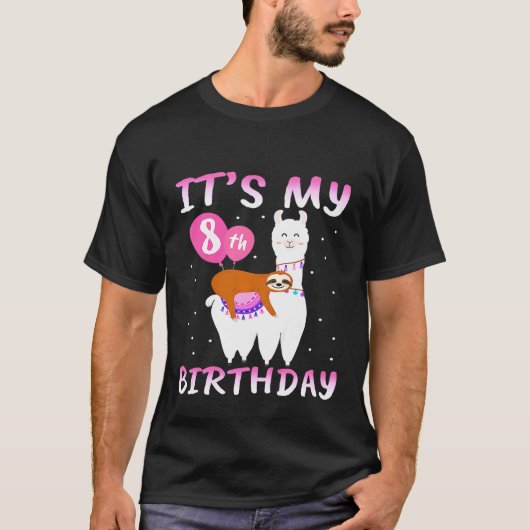 キッズ8歳8誕生日ラマスロース Tシャツ (正面)