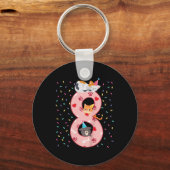 キッズ8誕生日ガールかわいい猫衣装8歳 キーホルダー (正面)