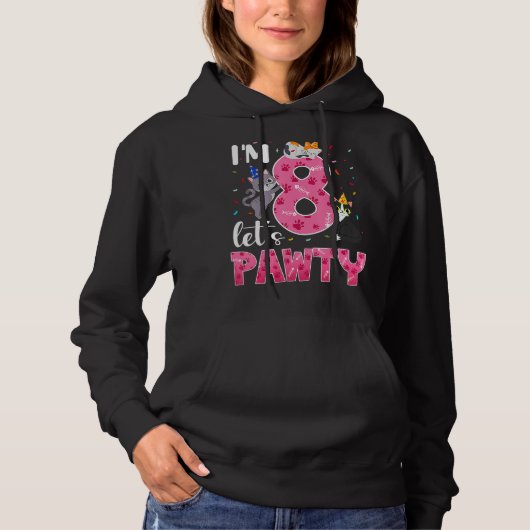 キッズ8誕生日ガールかわいい猫衣装8歳 パーカ (正面)