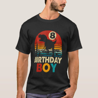 キッズ8誕生日ボーイズ恐竜レックス8歳B Tシャツ