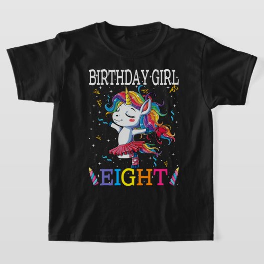 キッズ8誕生日ユニコーン衣装、8誕生日ギル Tシャツ (レイダウン)