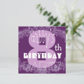 キッズ8誕生日名前をカスタムするパープルモダンレトロ 招待状 (スタンド正面)