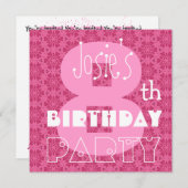 キッズ8誕生日名前をカスタムするピンモダンク 招待状 (正面/裏面)