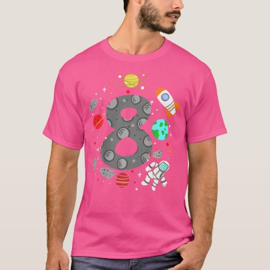 キッズ8誕生日宇宙飛行士の天文学8 Tシャツ (正面)