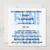 キッズ8誕生日8歳スクエアモダン 招待状 (裏面)