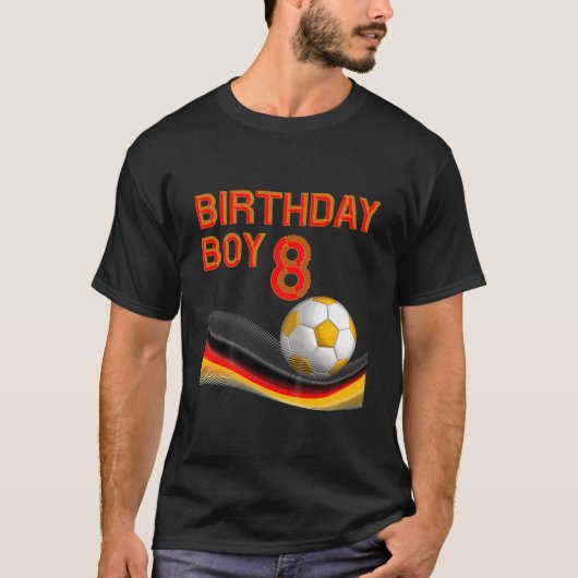 キッズ8H誕生日少年サッカーボール8歳の子供 Tシャツ (正面)