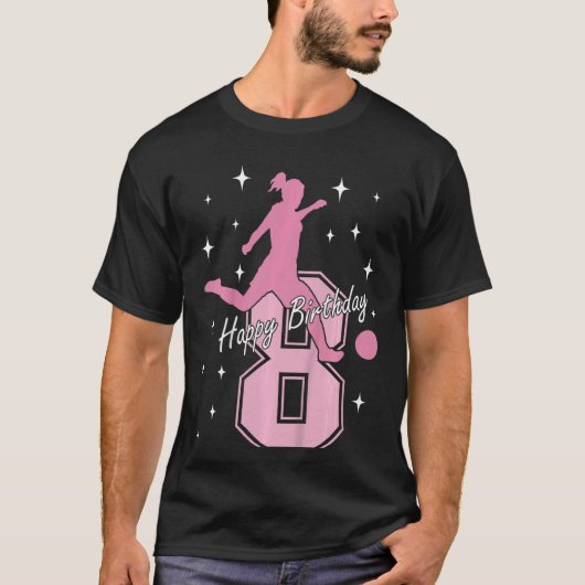 キッズ8th誕生日サッカー遊の女の子 tシャツ (正面)