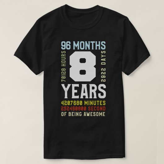 キッズ8th誕生日96か月 tシャツ (デザイン正面)
