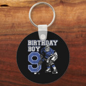 キッズ9歳アイスホッケーをテーマにした誕生日パーティー9 キーホルダー (正面)