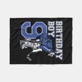 キッズ9歳アイスホッケーゴアリーをテーマにした誕生日 フリースブランケット (正面(横))