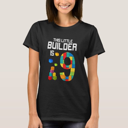 キッズ9歳建物ブロックブリック9誕生 Tシャツ (正面)