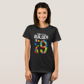キッズ9歳建物ブロックブリック9誕生 Tシャツ (正面フル)