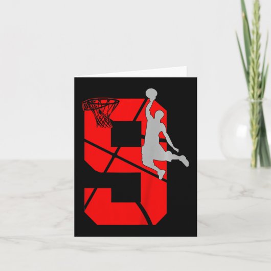 キッズ9歳9thバスケットボール誕生日PartyTheme カード (正面)