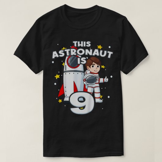 キッズ9誕生日ロケット宇宙飛行士天文学9年 Tシャツ (デザイン正面)