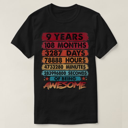 キッズ9誕生日9歳ヴィンテージ108ヶ月 Tシャツ (デザイン正面)