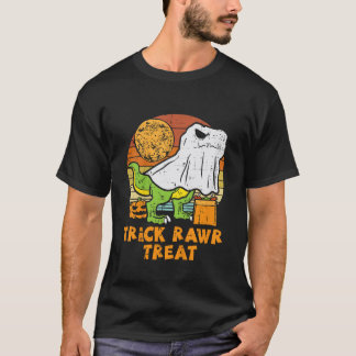 キッズ お菓子をくれなきゃ+いたずらだぞ ゴースト恐竜T-Rex トドラー 男の子 Tシャツ