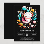 キッズ アクソロトル 海 誕生日 招待状 (正面/裏面)