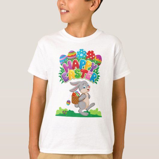 キッズ カートゥーン うさぎのイースターTシャツ Tシャツ (正面)