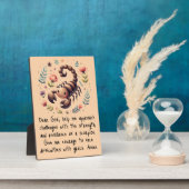 キッズ キリスト教 祈り 森 サソリ 桃の上| フォトプラーク (側面)