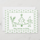 キッズ グリーン ギター お絵かき メリークリスマス シーズンカード (正面)