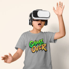 キッズ ゲームオーバー 楽しいゲーマー グラフィティドリップデザイン Tシャツ
