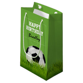 キッズ サッカー フットボール お誕生日おめでとう | 名前入り スモールペーパーバッグ