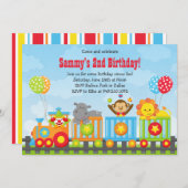 キッズ·サーカス·トレーン誕生日パーティーの招待 招待状 (正面/裏面)