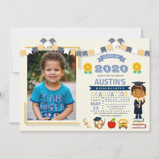 キッズ·スクール卒業写真 招待状 (正面)