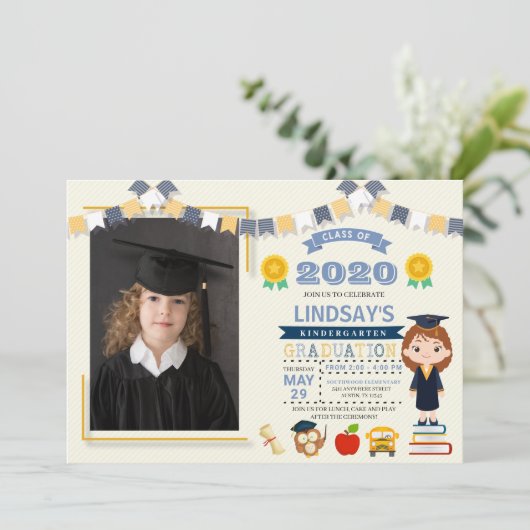 キッズ·スクール卒業写真 招待状 (スタンド正面)