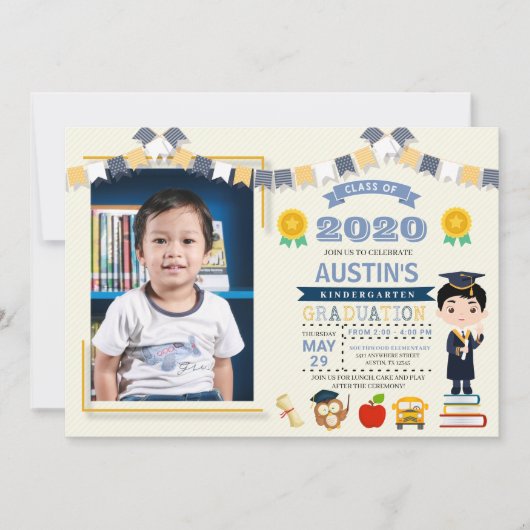 キッズ·スクール卒業写真 招待状 (正面)