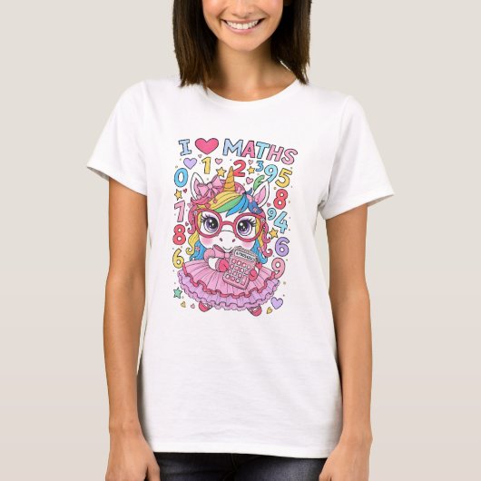 キッズ＆スクール用のかわいいTシャツ「数学大好き」 Tシャツ (正面)